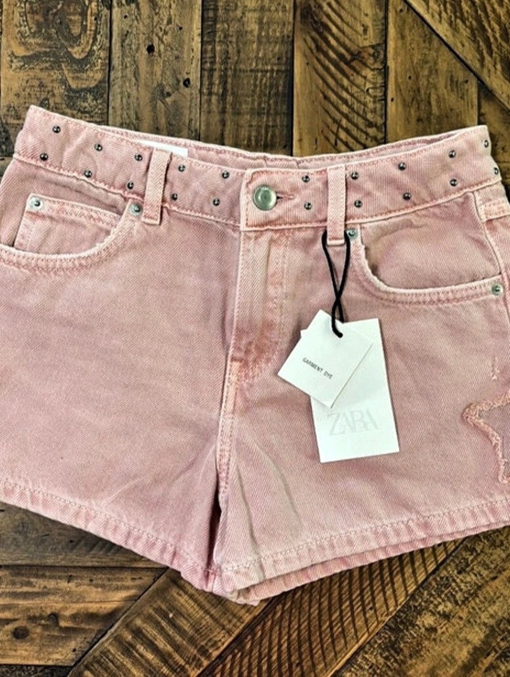 Size 12-13 years Zara Stud and Star Detail Shorts Pink Denim